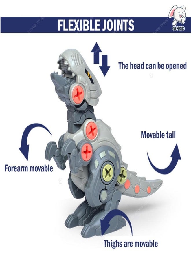 ستوريو مجموعة ألعاب ديناصورات ستوريو، 4 قطع - تيرانوصور ريكس، فيلوسيرابتور، وغيرها مع مفكين | ألعاب بناء تعليمية للأطفال | لعبة ديناصورات تعليمية للأولاد والبنات من عمر 3 إلى 8 سنوات - Image 3